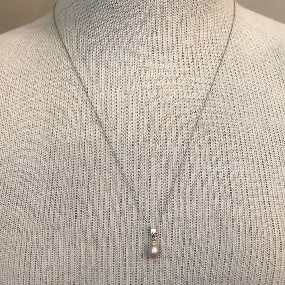 Nataliya V Collister NVC Pink Pearl Drop Sterling Silver Necklace